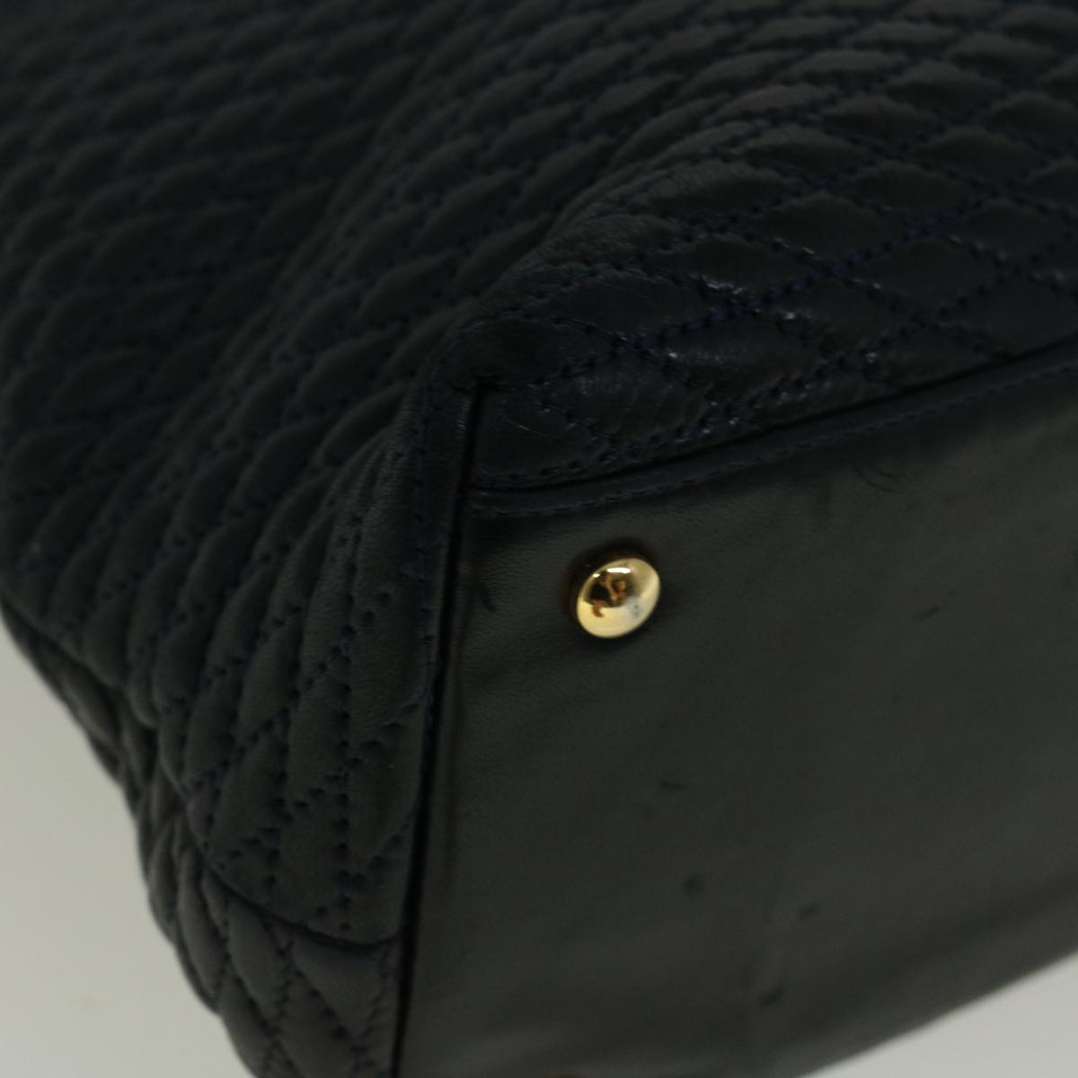 BALLY Hand Bag Leather Navy Auth bs8759