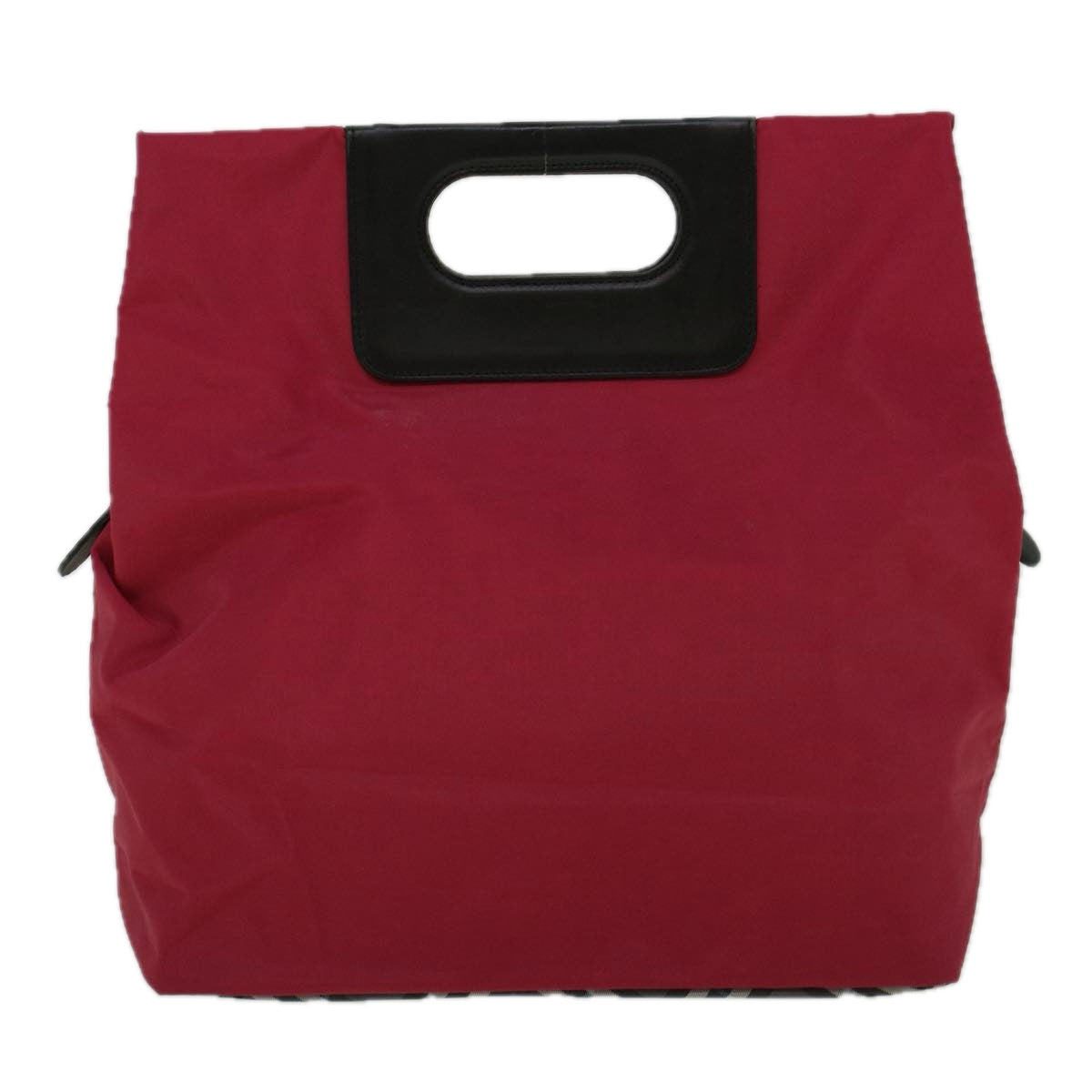 Burberrys Nova Check Blue Label Hand Bag Nylon Red Gray Auth bs8760 - 0