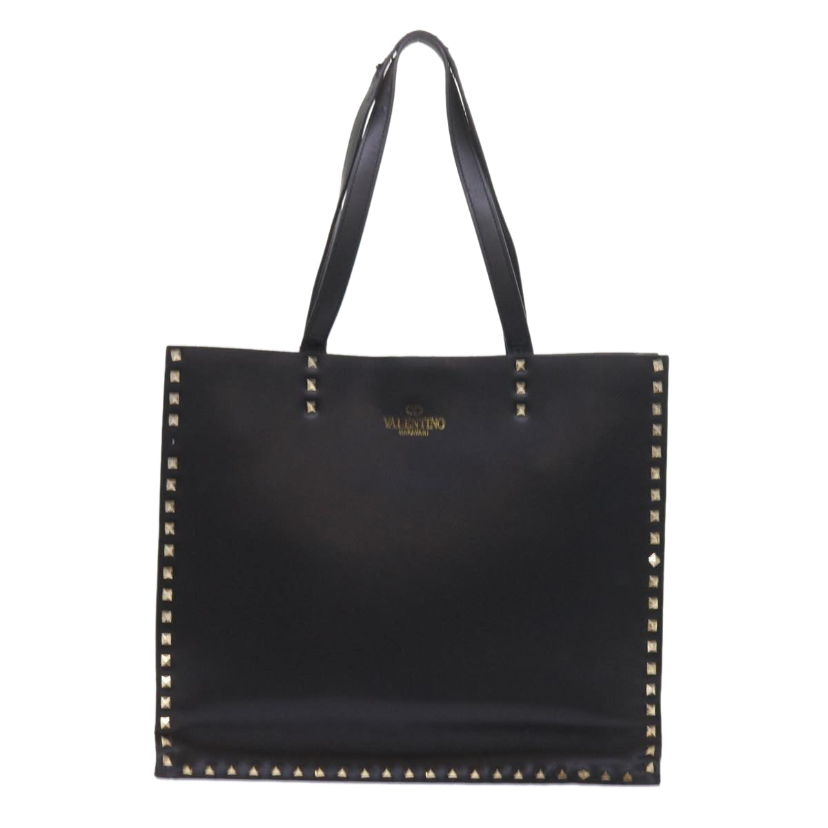 VALENTINO Tote Bag Leather Black Auth bs8764