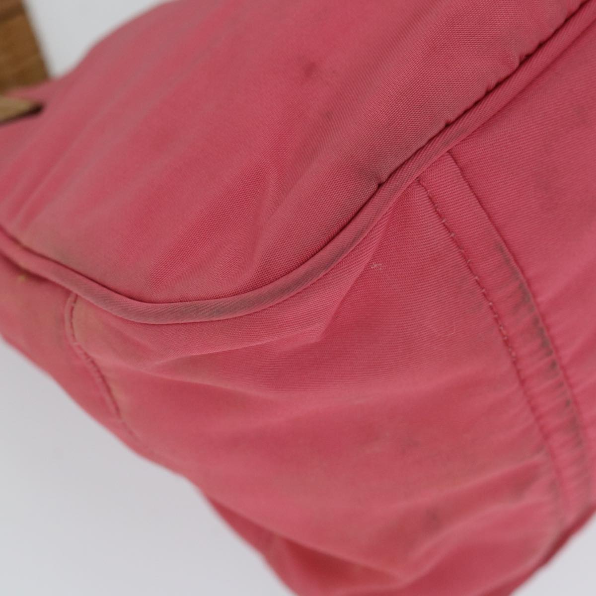 PRADA Hand Bag Nylon Pink Brown Auth bs8769