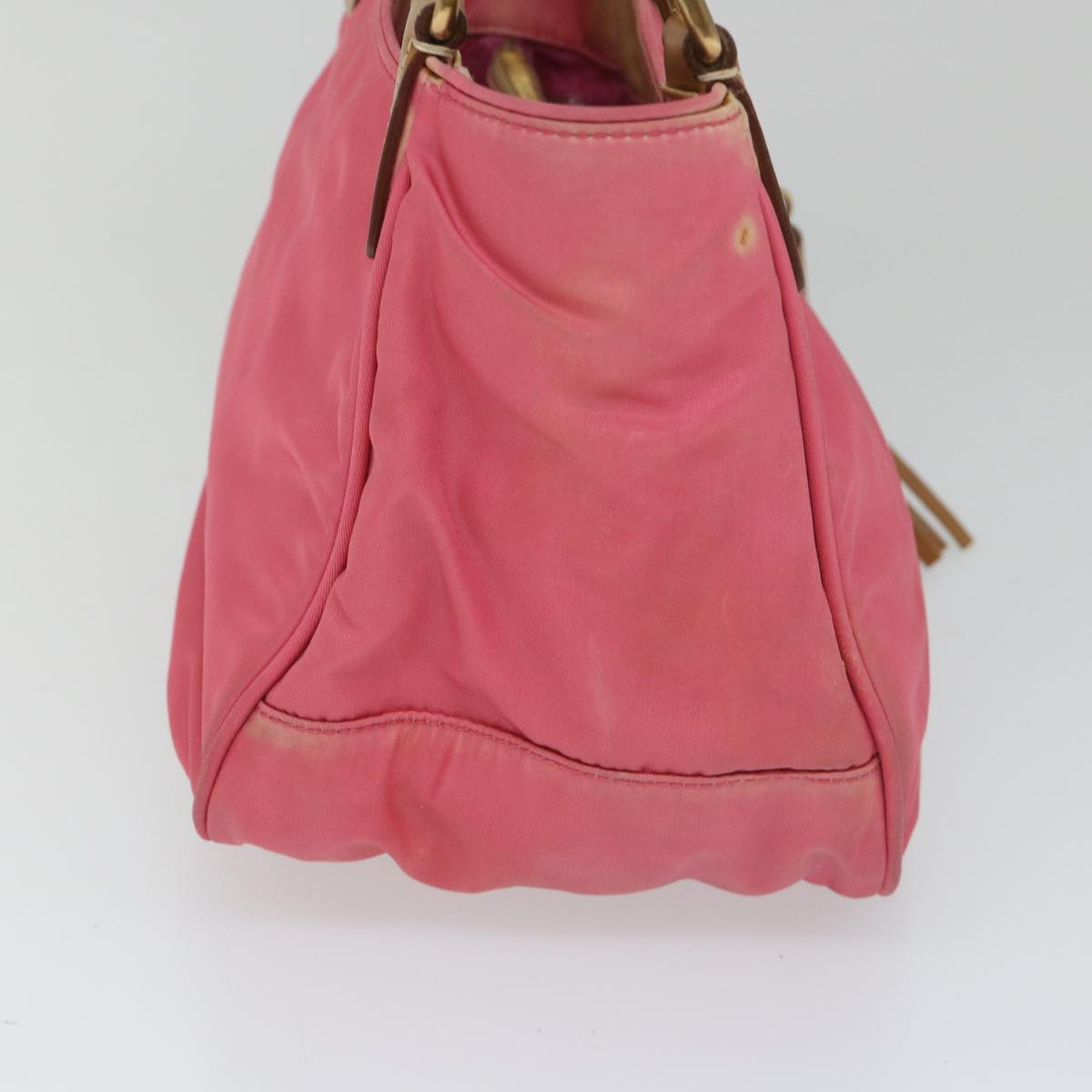 PRADA Hand Bag Nylon Pink Brown Auth bs8769