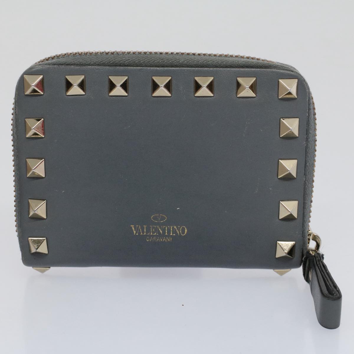 VALENTINO Wallet Leather 2Set Gray Navy Auth bs8804
