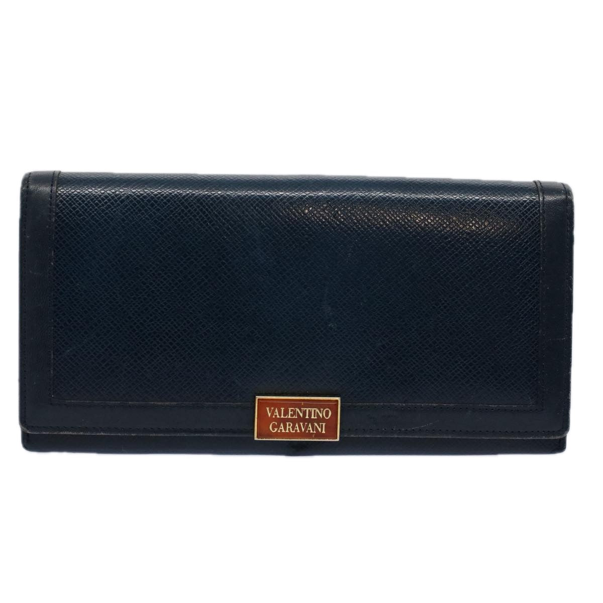 VALENTINO Wallet Leather 2Set Gray Navy Auth bs8804 - 0
