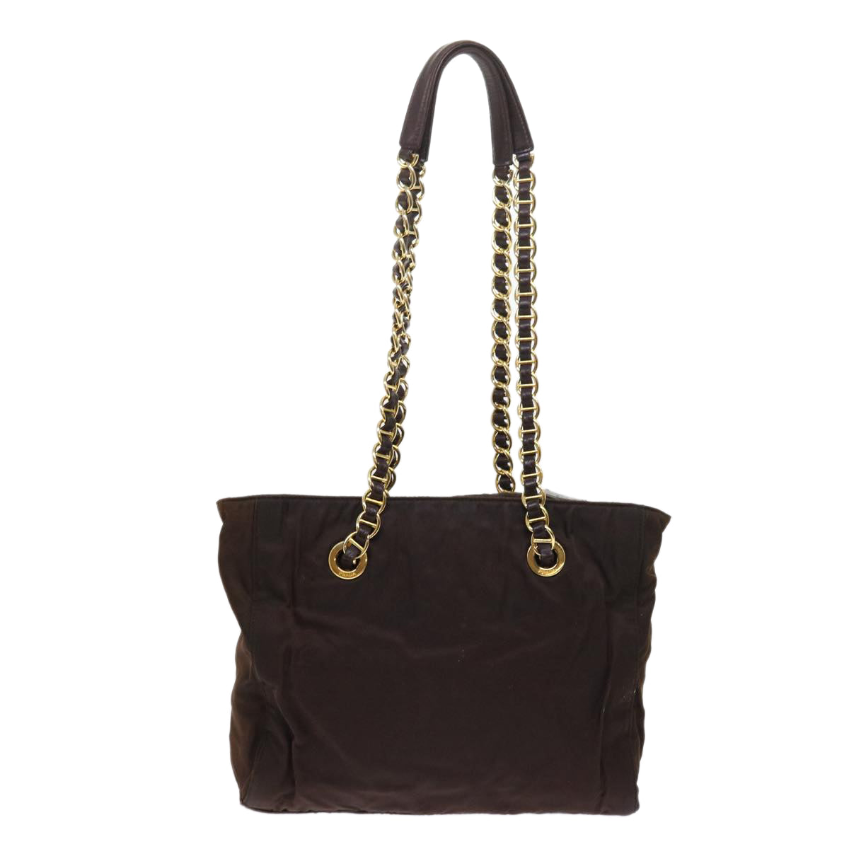 PRADA Chain Shoulder Bag Nylon Black Auth bs8836
