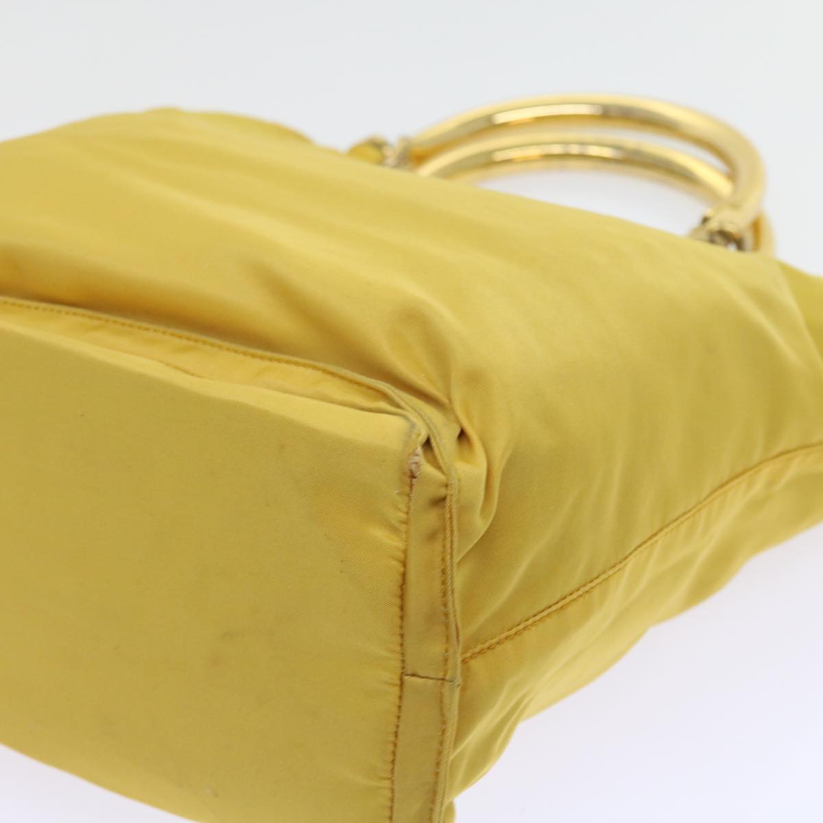 PRADA Hand Bag Nylon Yellow Auth bs8841