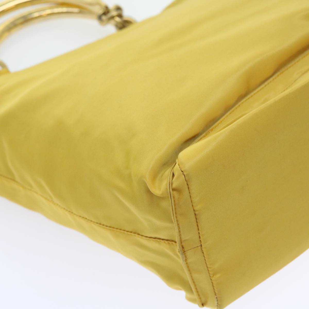 PRADA Hand Bag Nylon Yellow Auth bs8841
