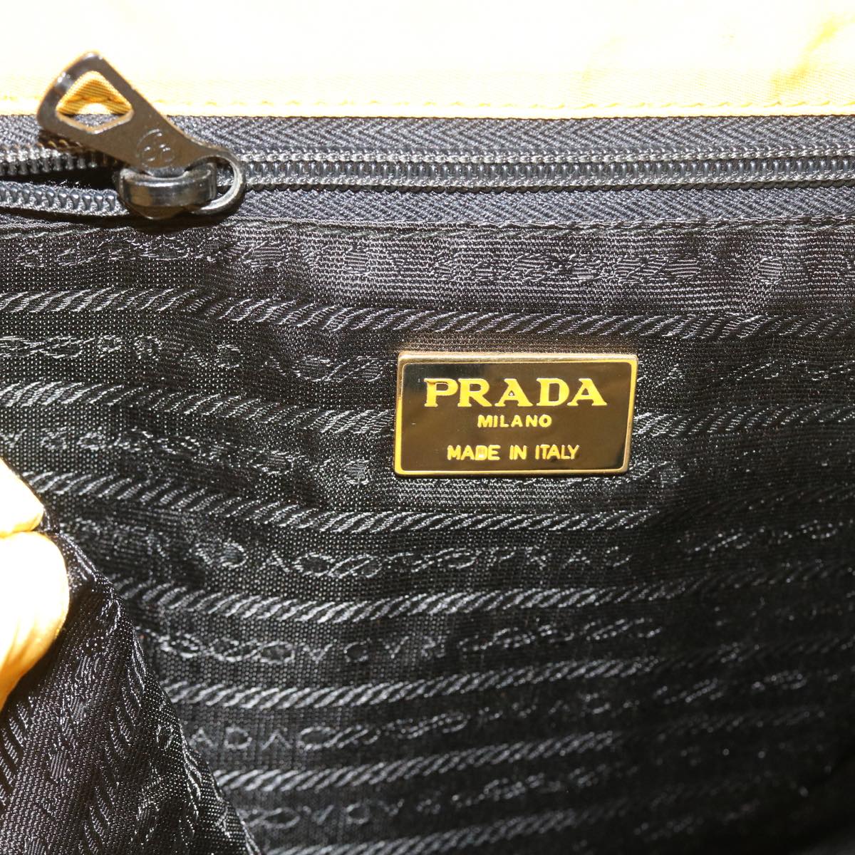 PRADA Hand Bag Nylon Yellow Auth bs8841