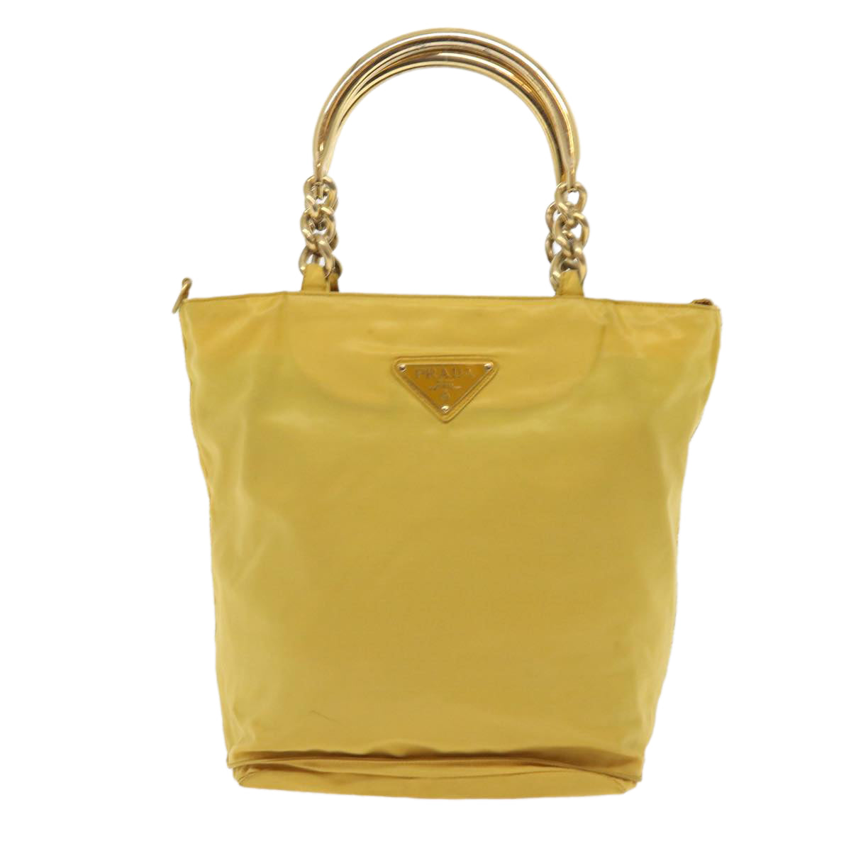PRADA Hand Bag Nylon Yellow Auth bs8841 - 0