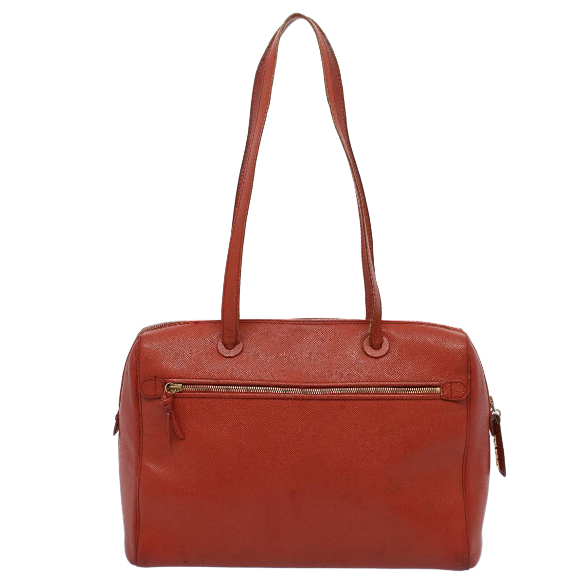 CHANEL Shoulder Bag Leather Orange CC Auth bs8843 - 0