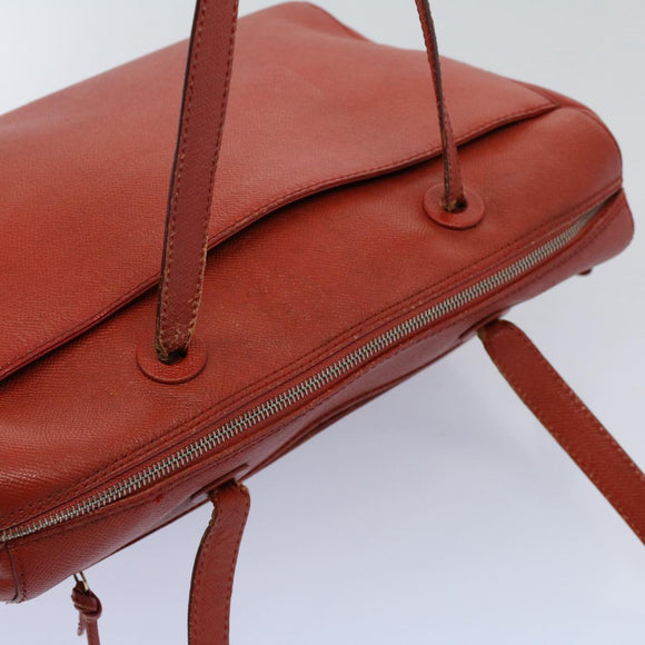 CHANEL Shoulder Bag Leather Orange CC Auth bs8843