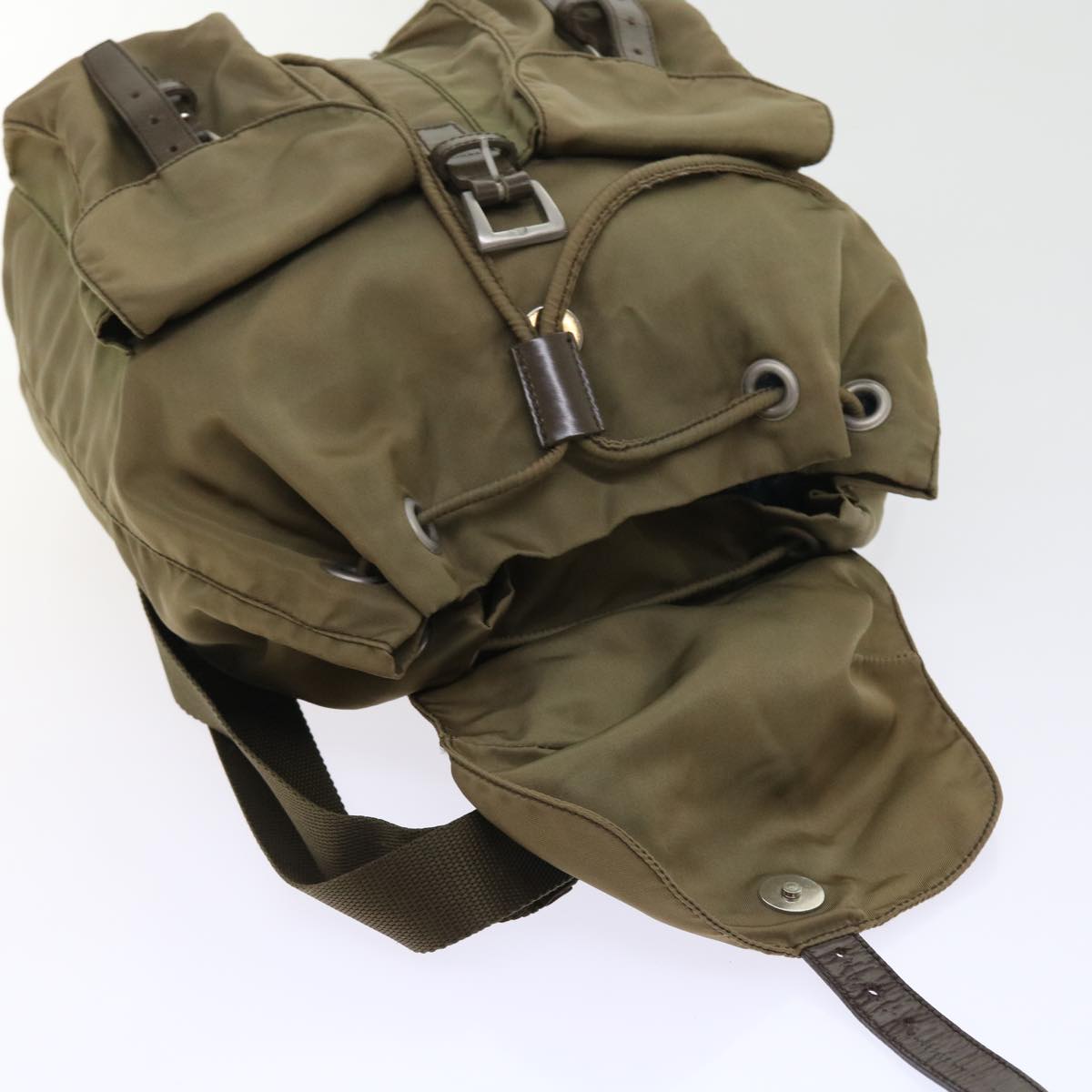 PRADA Backpack Nylon Khaki Auth bs8855