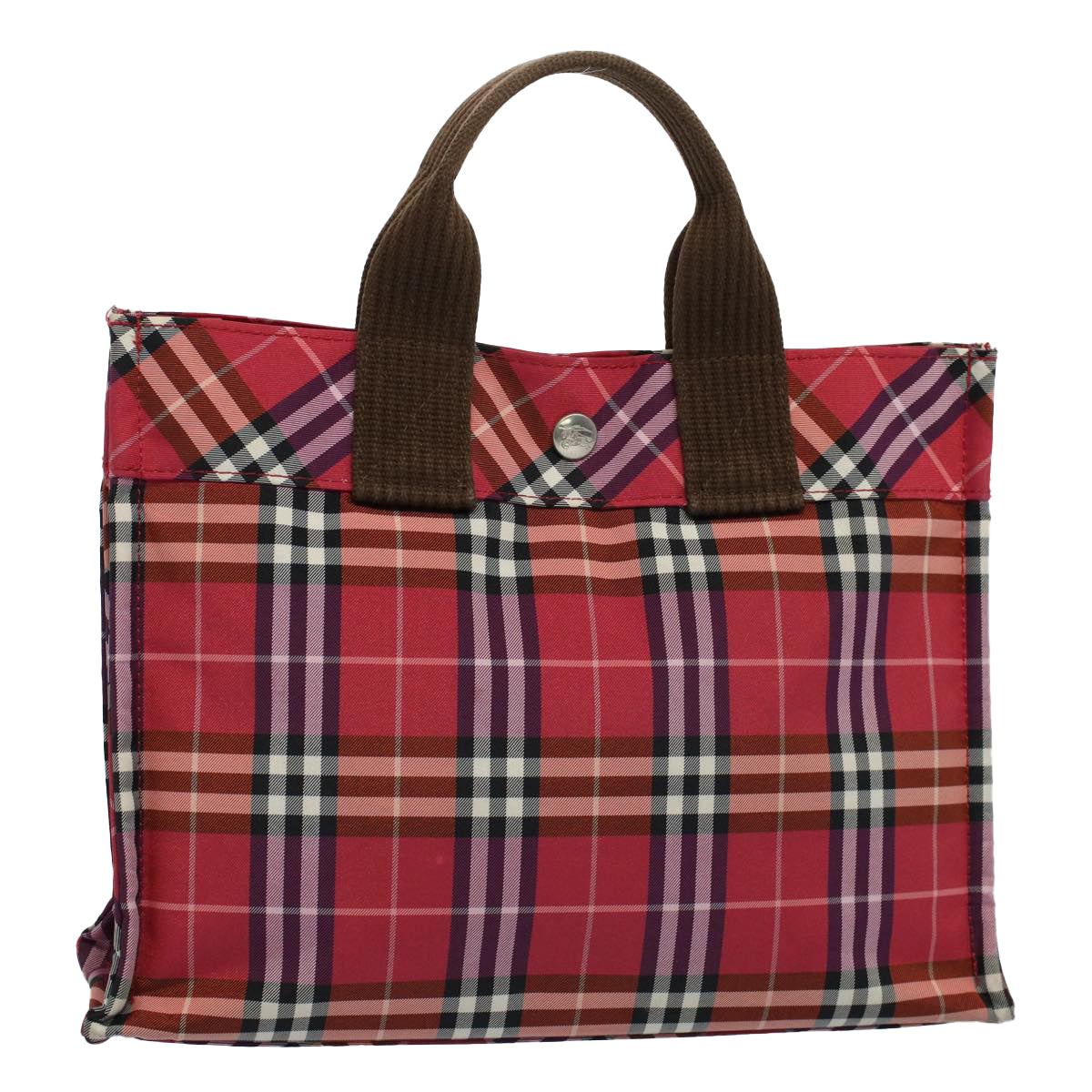 BURBERRY Nova Check Blue Label Hand Bag Nylon Red Auth bs8856