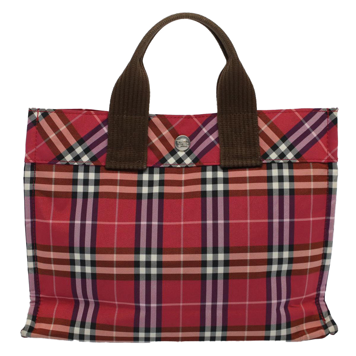 BURBERRY Nova Check Blue Label Hand Bag Nylon Red Auth bs8856 - 0