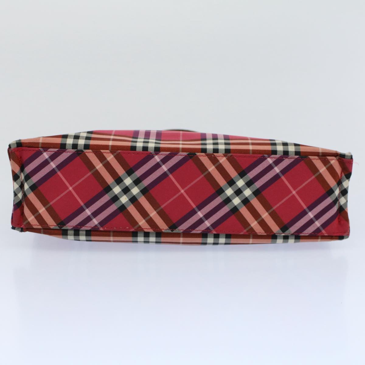 BURBERRY Nova Check Blue Label Hand Bag Nylon Red Auth bs8856