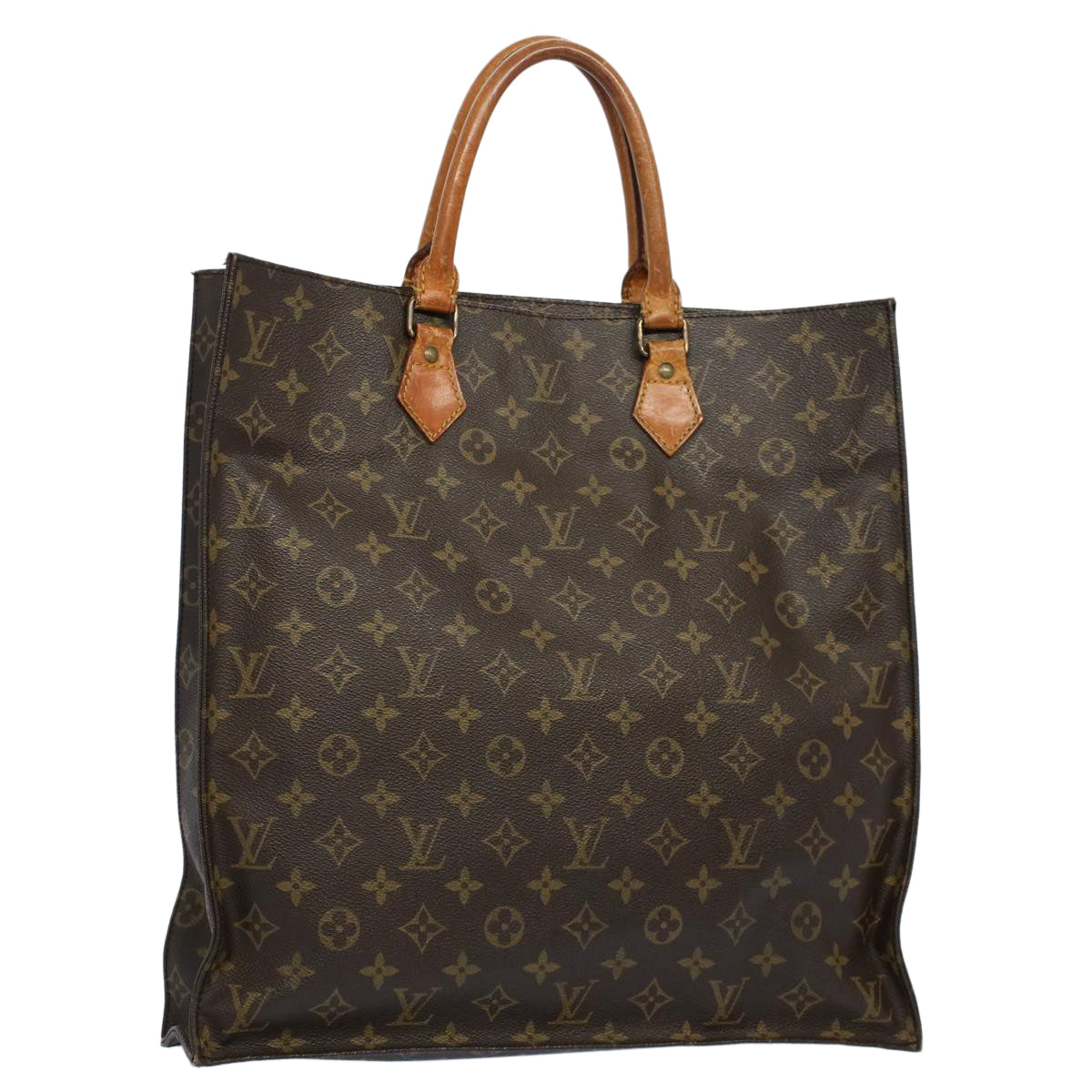 LOUIS VUITTON Monogram Sac Plat Hand Bag M51140 LV Auth bs8869