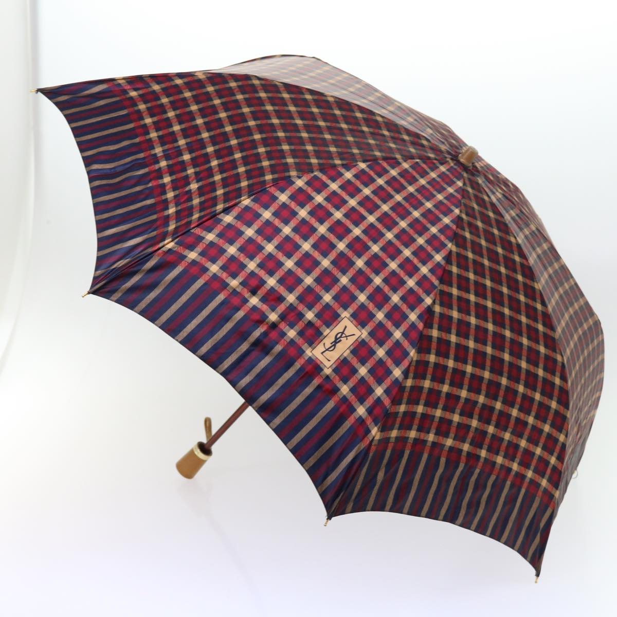 SAINT LAURENT Folding Umbrella Nylon 5Set Beige White Auth bs8882 - 0