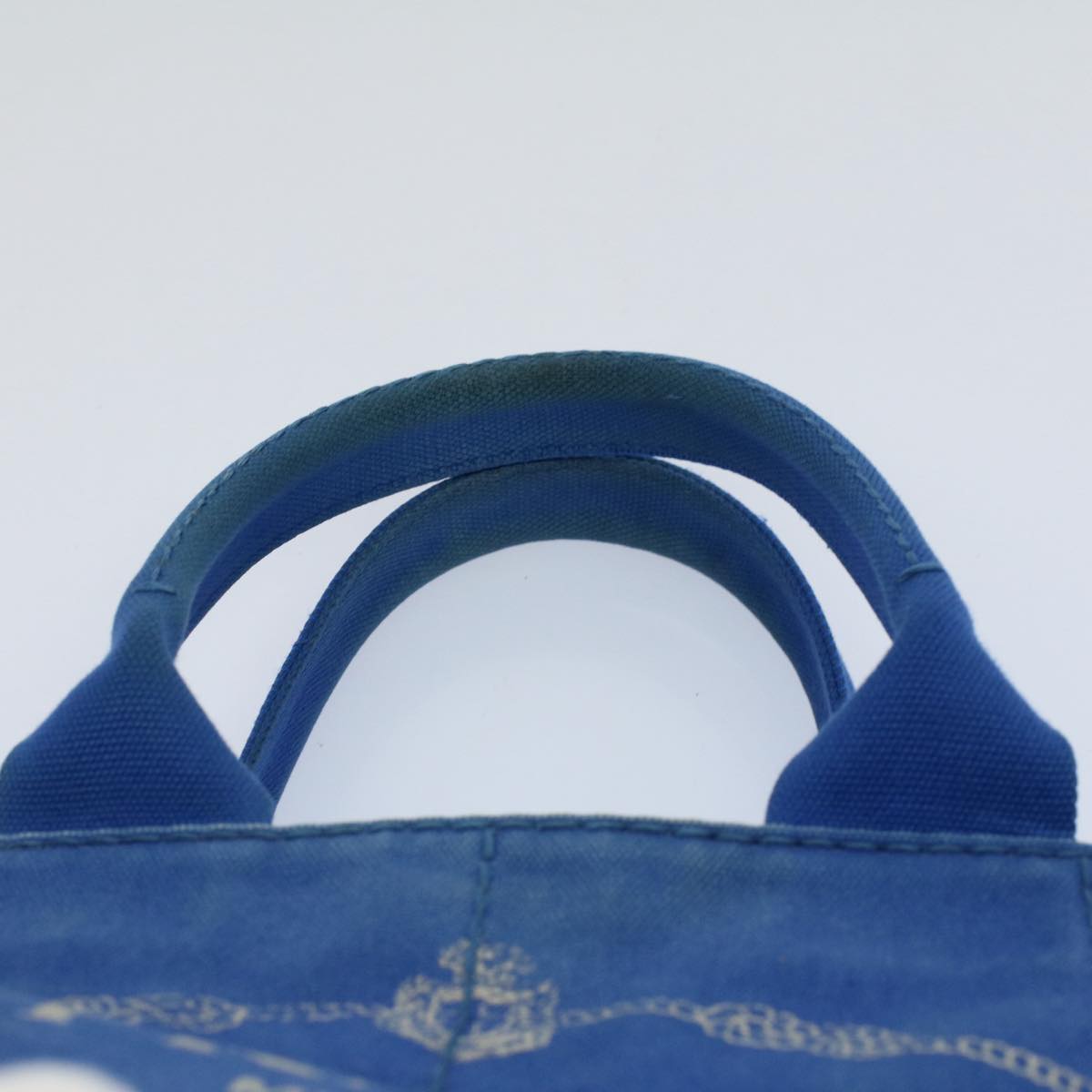 PRADA Canapa MM Hand Bag Canvas Blue Auth bs8886