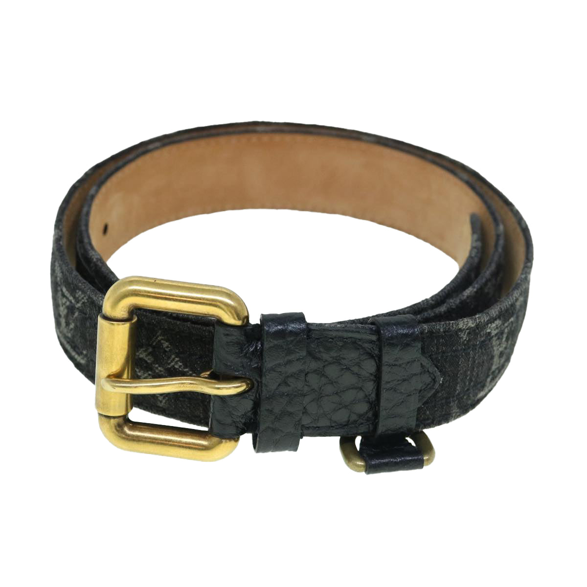 LOUIS VUITTON Monogram Denim Ceinture Belt 36.6"" Black M6972W LV Auth bs8908 - 0