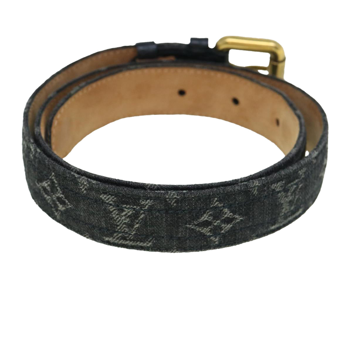 LOUIS VUITTON Monogram Denim Ceinture Belt 36.6"" Black M6972W LV Auth bs8908