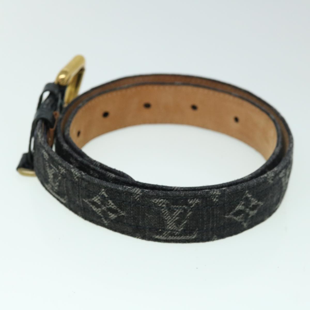 LOUIS VUITTON Monogram Denim Ceinture Belt 36.6"" Black M6972W LV Auth bs8908