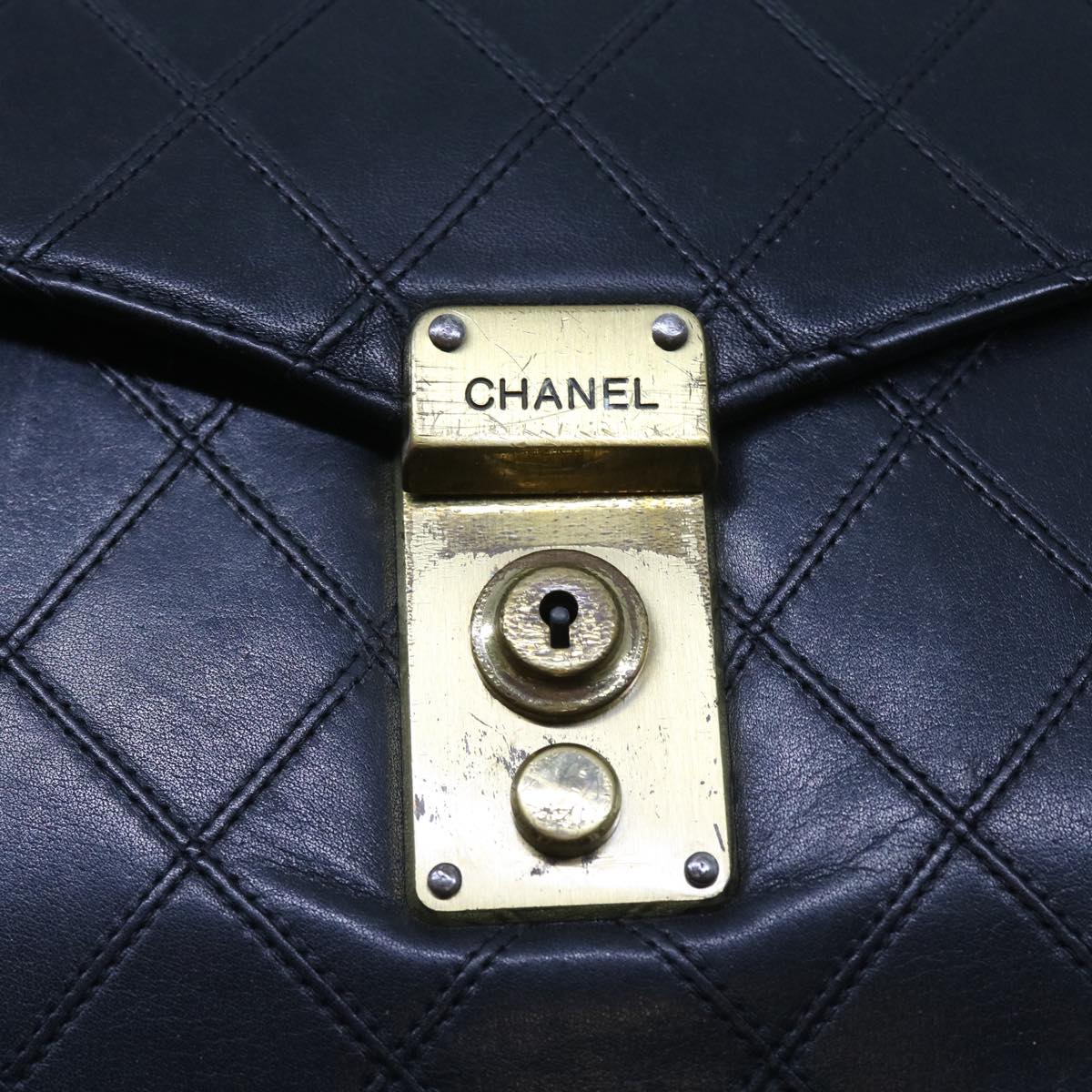 CHANEL Business Bag Leather Black CC Auth bs8910