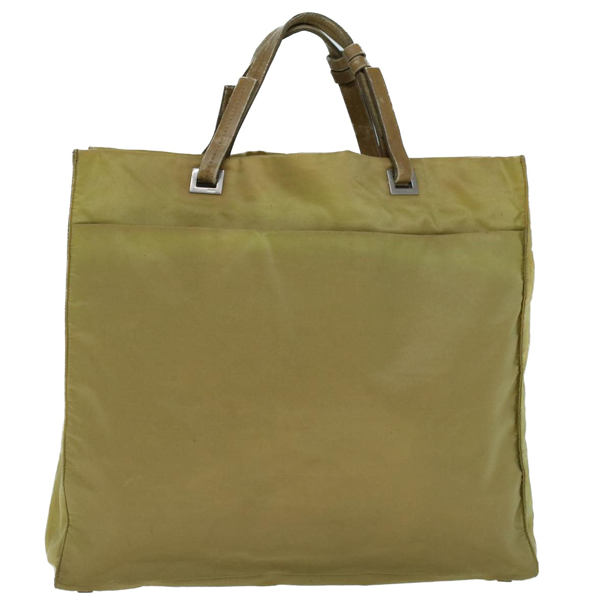 PRADA Tote Bag Nylon Leather Khaki Auth bs8917 - 0