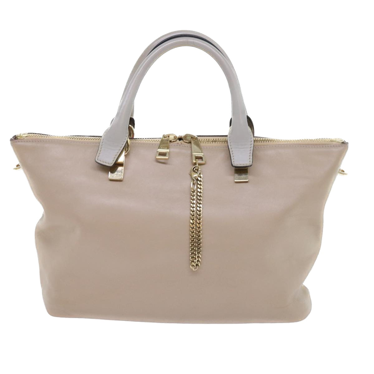 Chloe Hand Bag Leather 2way Beige Auth bs8954