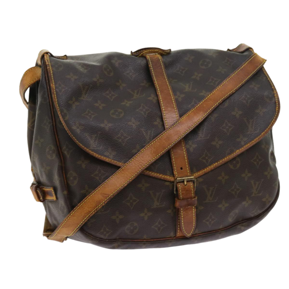 LOUIS VUITTON Monogram Saumur 35 Shoulder Bag M42254 LV Auth bs8963