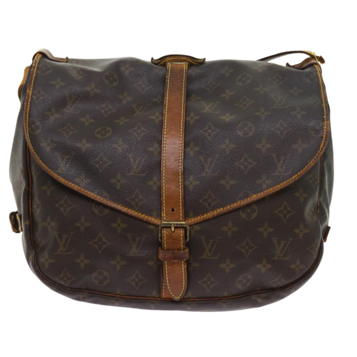 LOUIS VUITTON Monogram Saumur 35 Shoulder Bag M42254 LV Auth bs8963