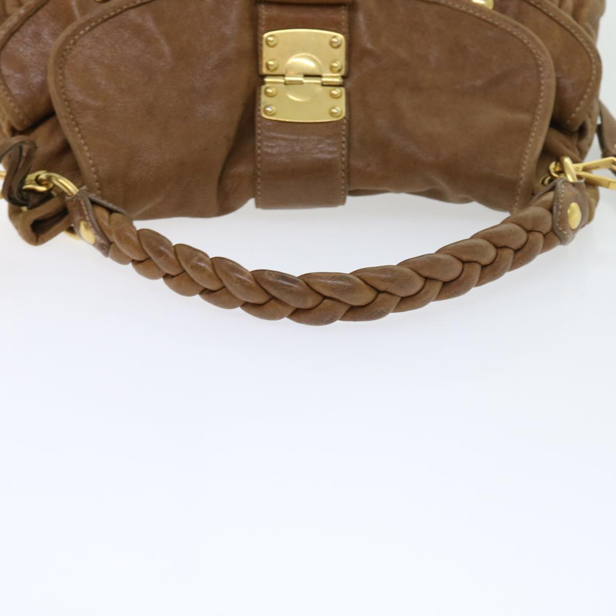 Miu Miu Shoulder Bag Leather 2way Brown Auth bs8972