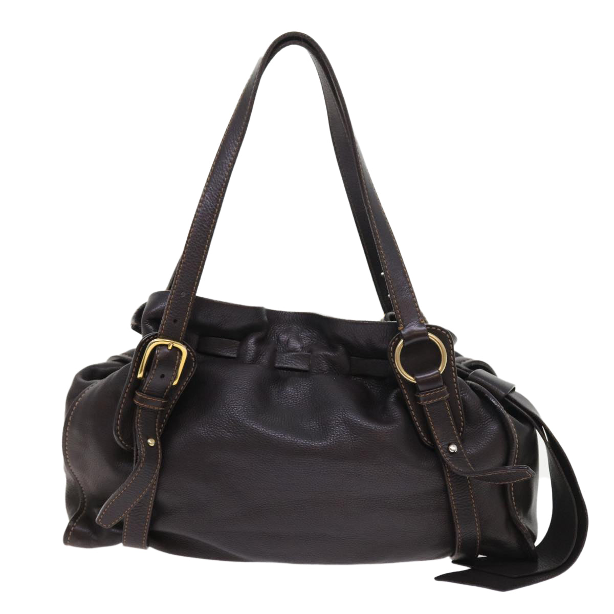 Miu Miu Shoulder Bag Leather Brown Auth bs8974 - 0