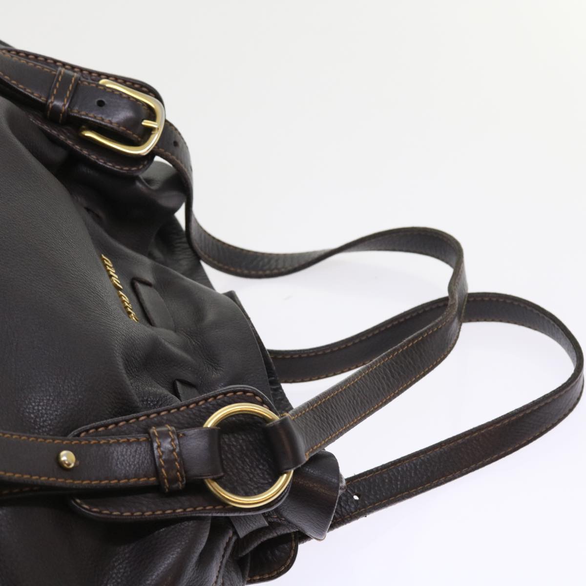 Miu Miu Shoulder Bag Leather Brown Auth bs8974
