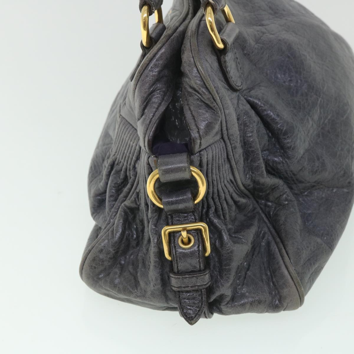 Miu Miu Hand Bag Leather 2way Purple Auth bs8976