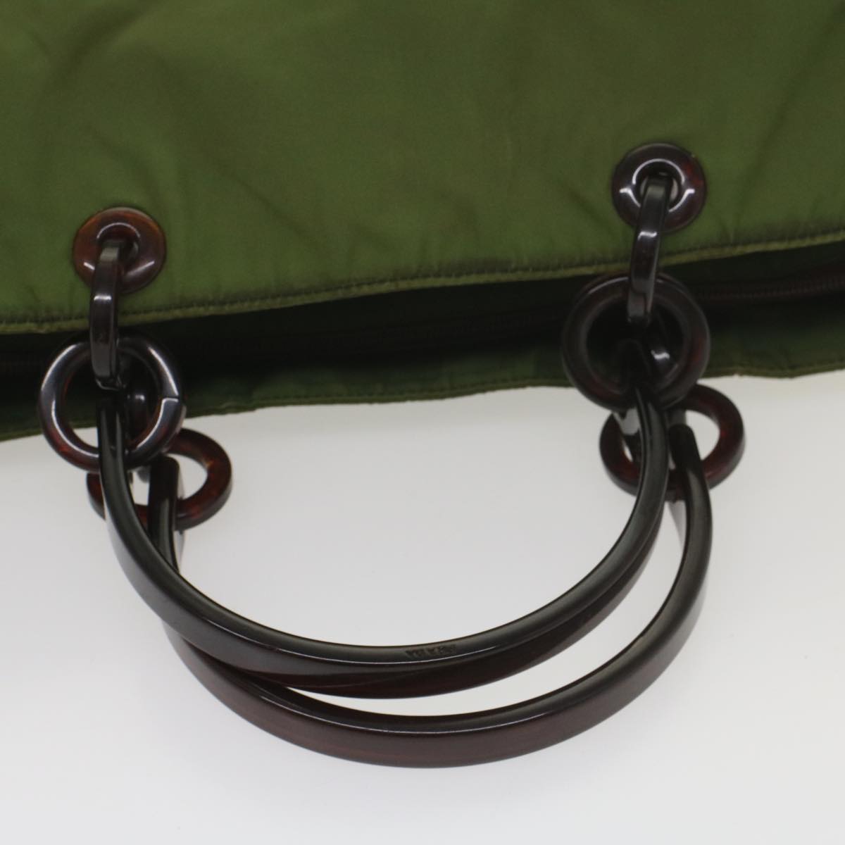 PRADA Hand Bag Nylon Green Auth bs8992