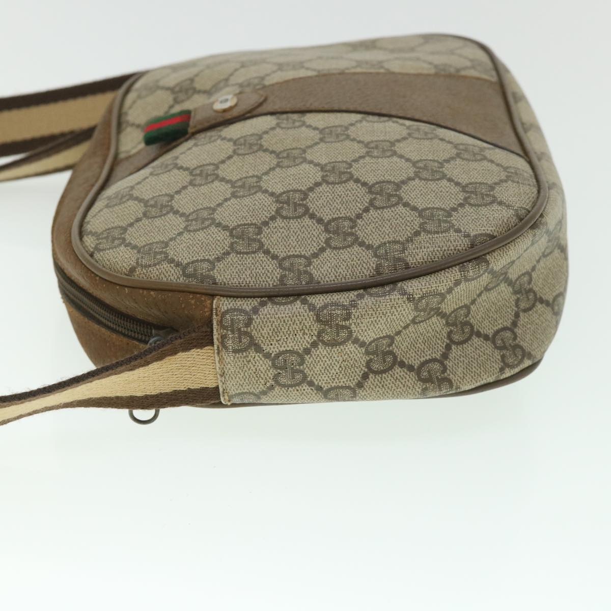 GUCCI GG Supreme Web Sherry Line Shoulder Bag Beige Red 89 01 034 Auth bs9010