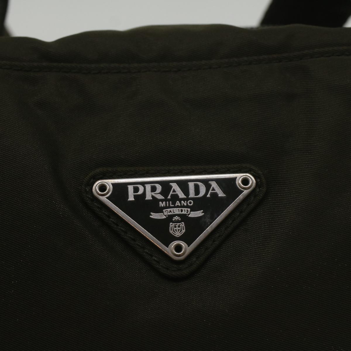 PRADA Hand Bag Nylon Khaki Auth bs9013