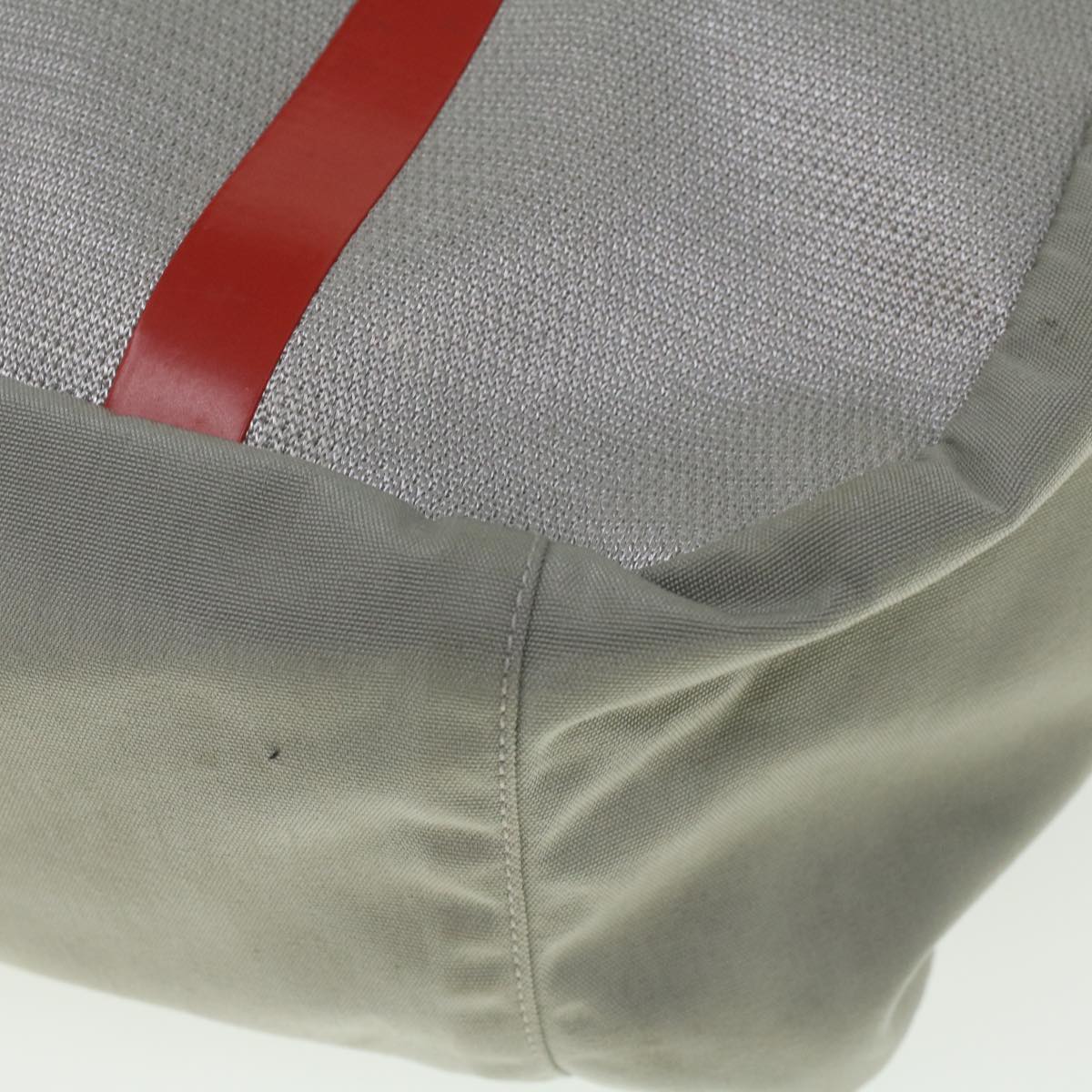 PRADA Sports Tote Bag Nylon Silver Red Auth bs9019