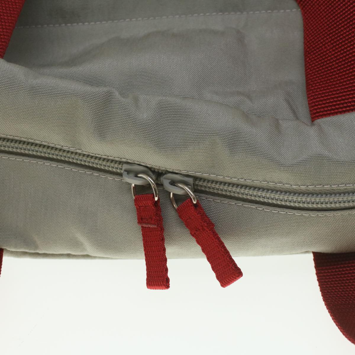 PRADA Sports Tote Bag Nylon Silver Red Auth bs9019