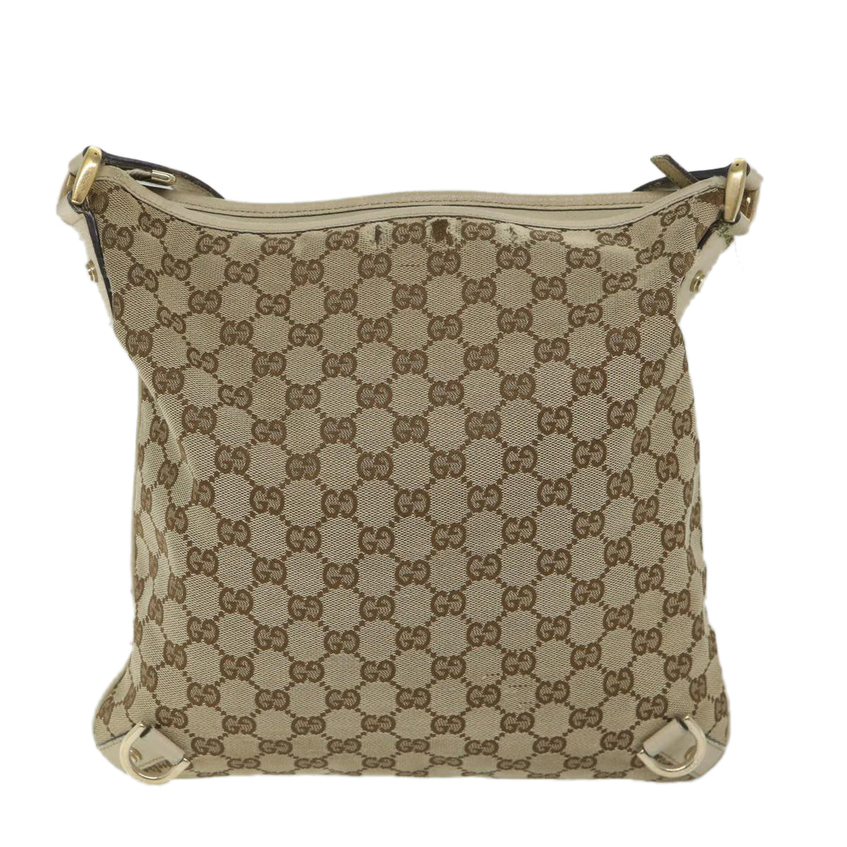 GUCCI GG Canvas Shoulder Bag Beige White 131326 Auth bs9022 - 0