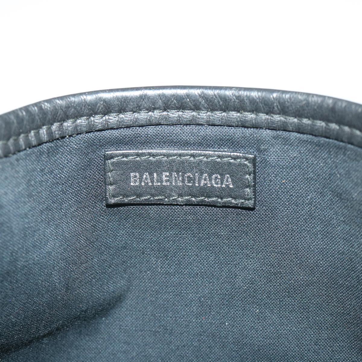 BALENCIAGA Hand Bag Canvas Beige Black Auth bs9028