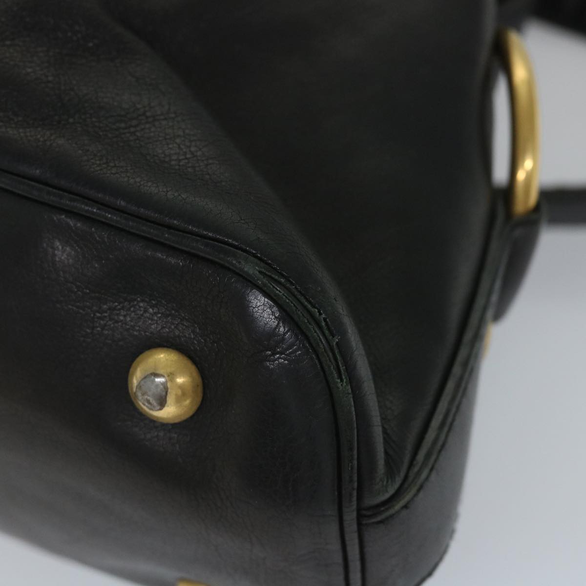 SAINT LAURENT Shoulder Bag Leather Black Auth bs9029