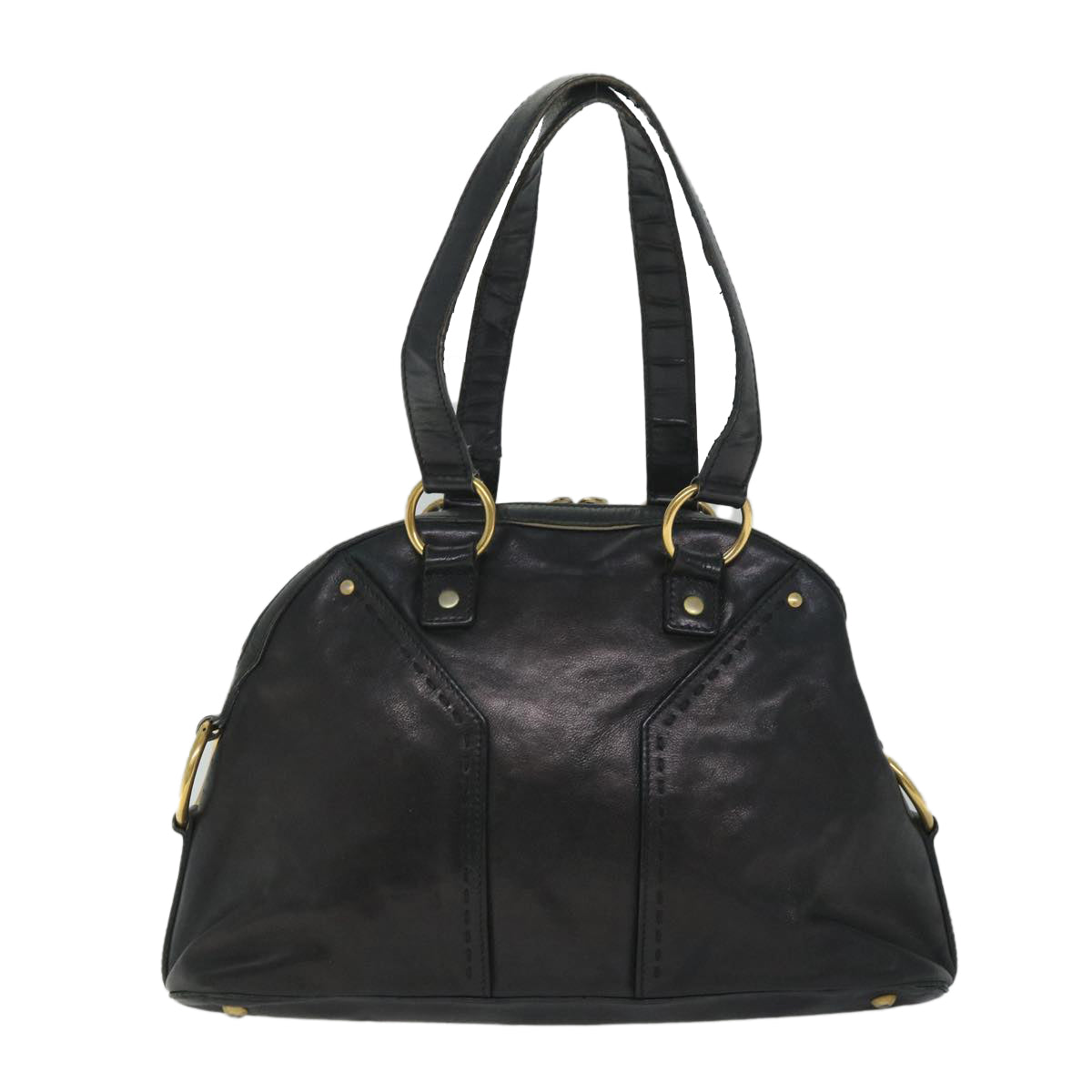 SAINT LAURENT Shoulder Bag Leather Black Auth bs9029 - 0