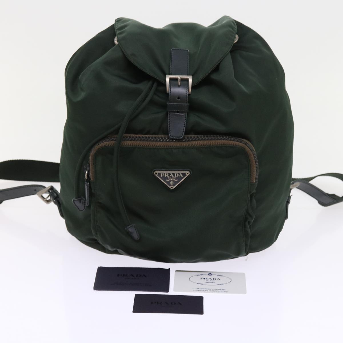 PRADA Backpack Nylon Green Auth bs9039