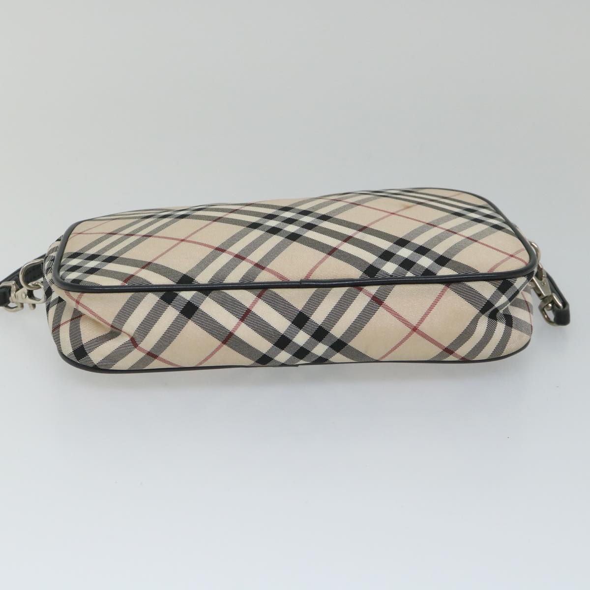 BURBERRY Nova Check Accessory Pouch Nylon Beige Black Auth bs9046