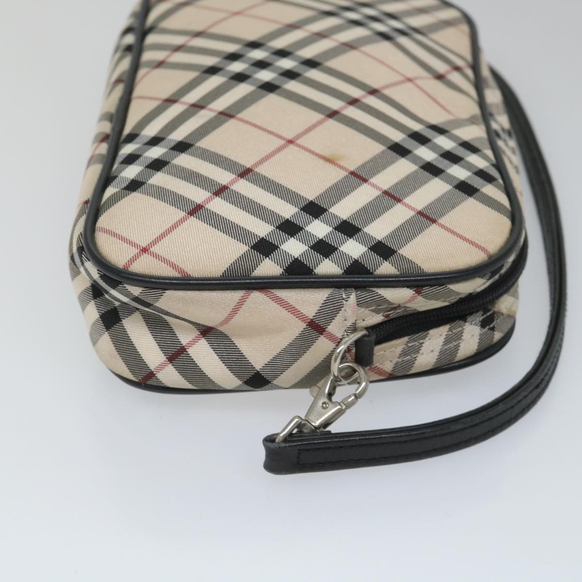 BURBERRY Nova Check Accessory Pouch Nylon Beige Black Auth bs9046