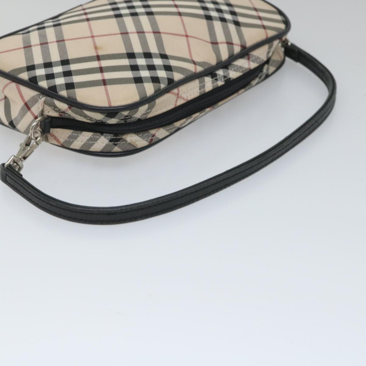 BURBERRY Nova Check Accessory Pouch Nylon Beige Black Auth bs9046