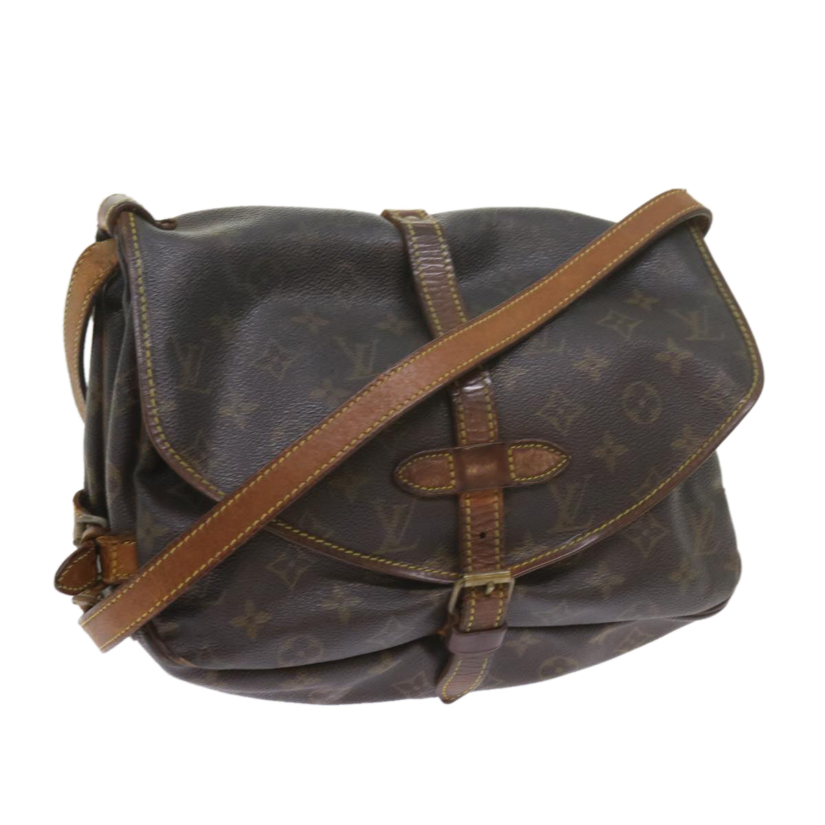 LOUIS VUITTON Monogram Saumur 30 Shoulder Bag M42256 LV Auth bs9057