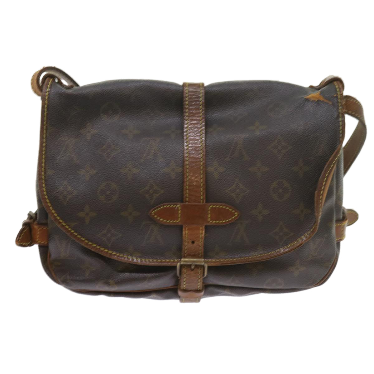 LOUIS VUITTON Monogram Saumur 30 Shoulder Bag M42256 LV Auth bs9057