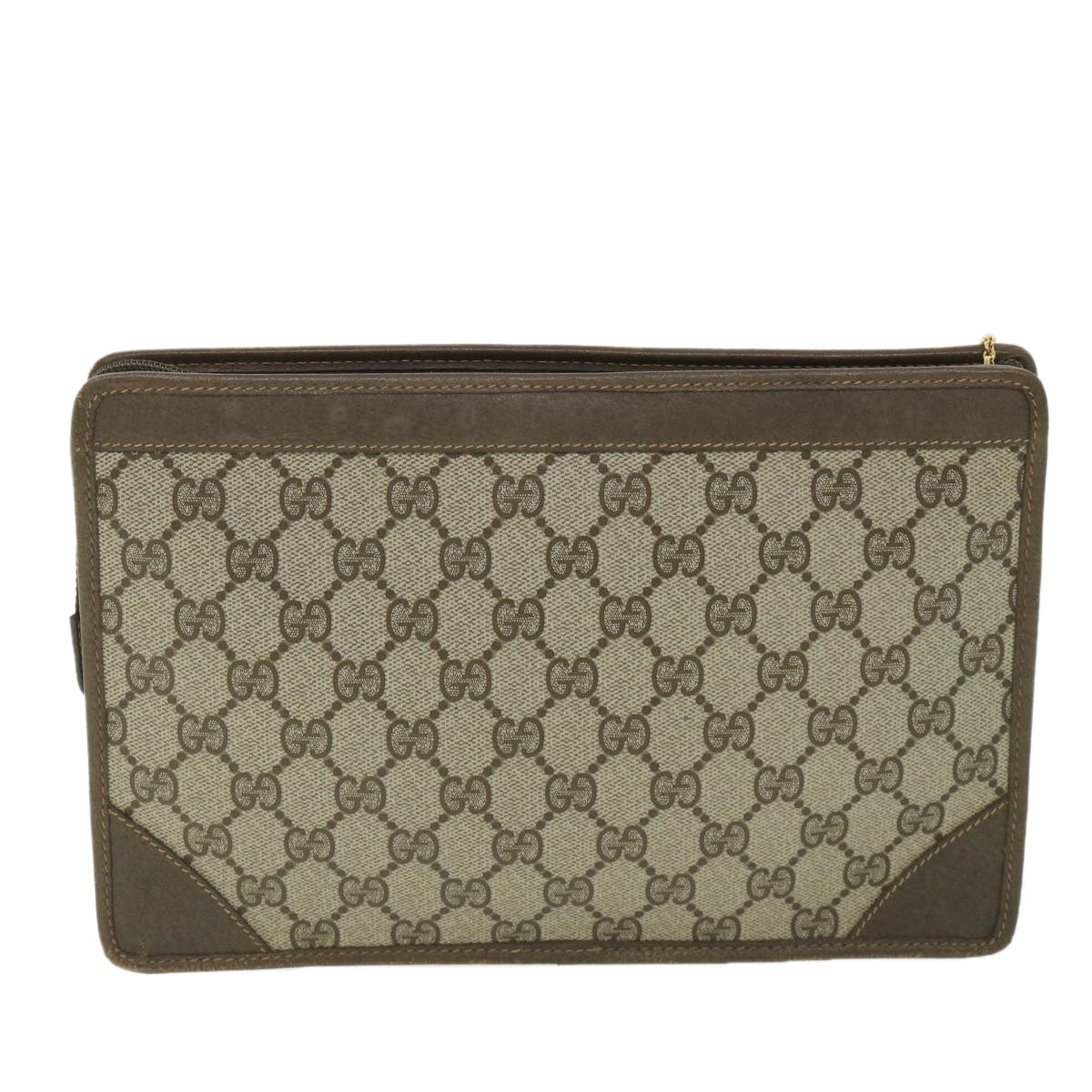 GUCCI GG Supreme Clutch Bag PVC Leather Beige 014 115 0100 Auth bs9067 - 0