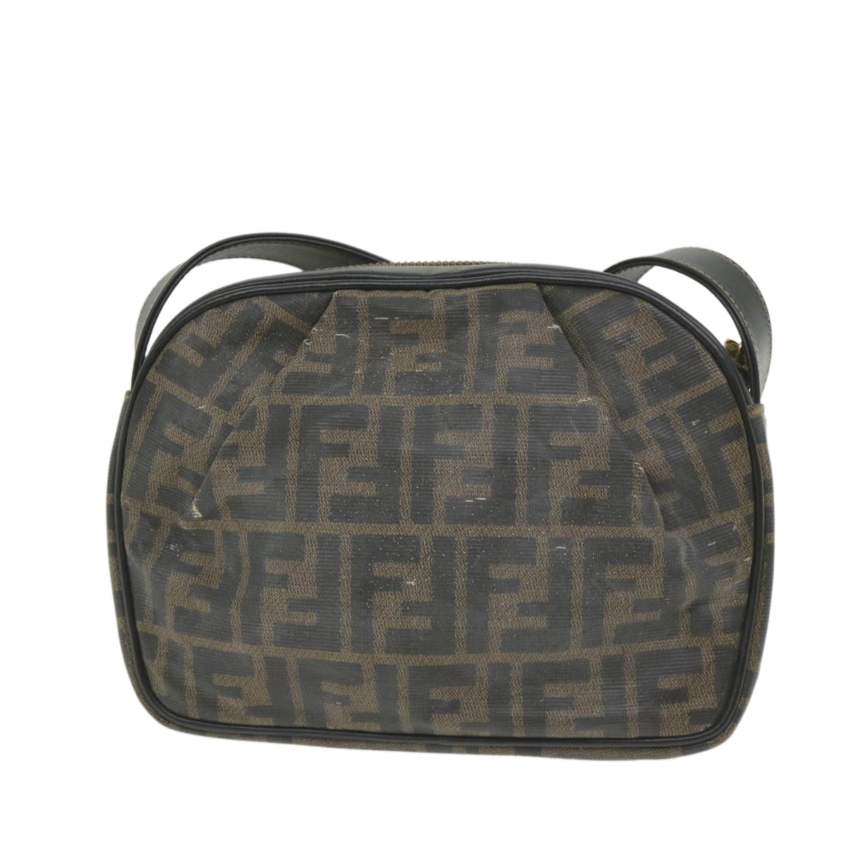 FENDI Zucca Canvas Shoulder Bag Coated Canvas Brown Auth bs9073 - 0